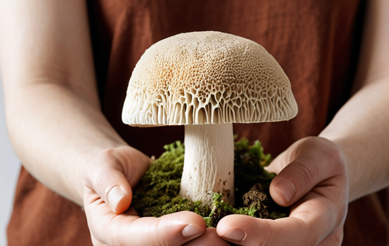 **

Prompt: Close-up shot of hands holding a mushroom packaging insert for a tech gadget, showcasing the natural texture and earthy tones of the mycelium. The gadget is partially visible, hinting at a sleek, modern design contrasting with the organic packaging. Soft, diffused lighting to emphasize the tactile quality. Keywords: mushroom packaging, mycelium, sustainable, eco-friendly, biodegradable, tech gadget, close-up, natural textures.

**