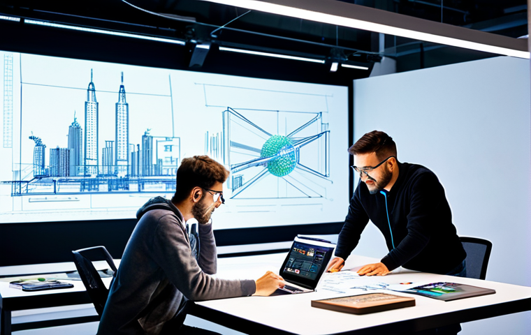 공업디자인과 생산공정 - **Prompt 1: The Synergy of Design and Engineering - A Collaborative Nexus**
"A dynamic, brightly...