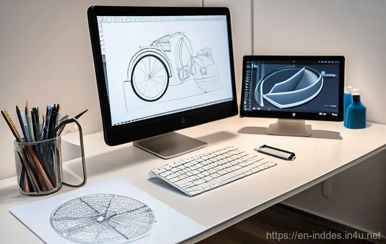 공업디자인 포트폴리오 제작 - **Prompt:** A well-lit, modern industrial design studio desk, showcasing the iterative design proces...