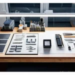 공업디자인과 친환경 디자인 - **Prompt:** A serene and brightly lit industrial design studio, where a thoughtful, mid-career desig...