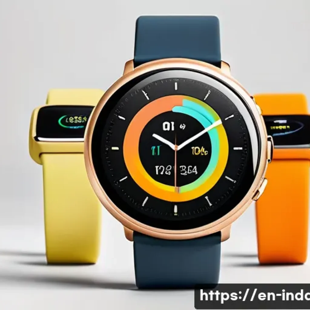 공업디자인과 소비자 심리 - A sleek, modern smartwatch with a smooth, rounded metal case and a soft-touch silicone strap, displa...