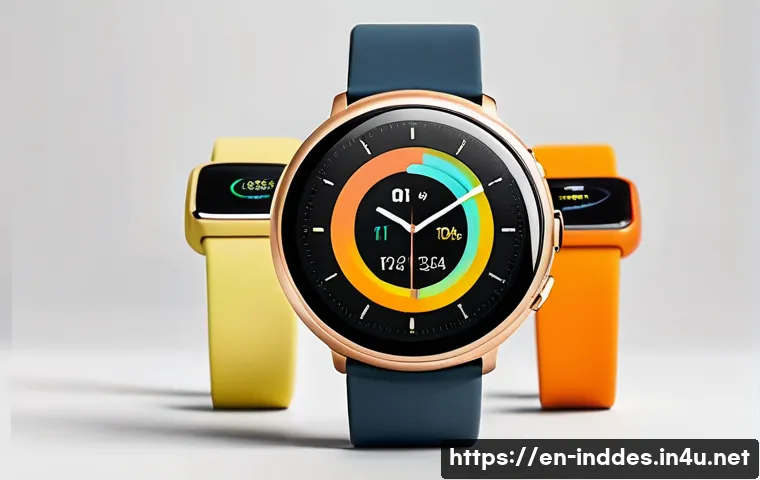 공업디자인과 소비자 심리 - A sleek, modern smartwatch with a smooth, rounded metal case and a soft-touch silicone strap, displa...