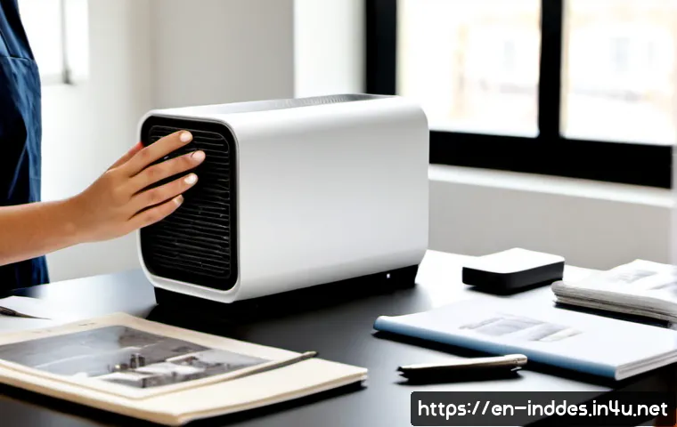 공업디자인과 가전제품 디자인 - Photorealistic industrial design studio with a sleek countertop appliance prototype, a compact air p...